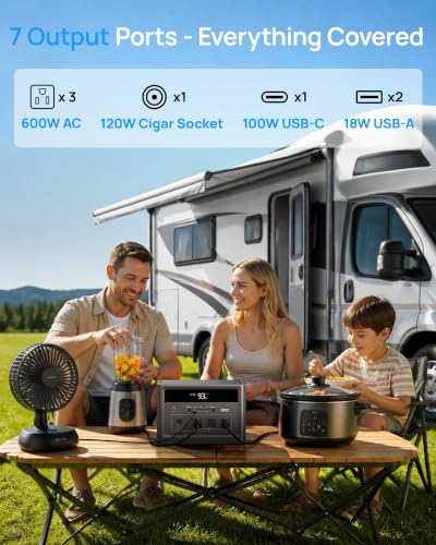 DaranEner Solar Generator 600W (1200W Peak) with 100W Solar Panel, 576Wh LiFePO4 Battery Backup Power Station for RV, Camping, Home Use [Shipped in 2 Separate Packages] - color: Charcoal Gray