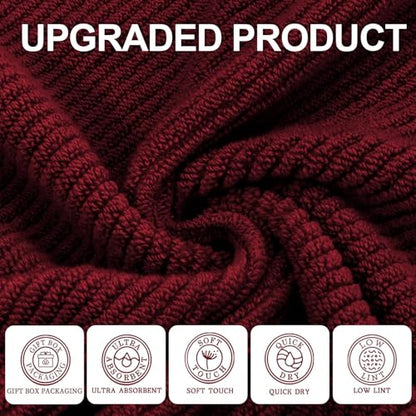VOOVA & MOVAS 3 Piece Towel Set - 100% Cotton | Quick Dry | Soft | Thick,1 Large Bath 30" x 56", 1 Hand 18" x 28", 1 Wash Cloth 13" x 13", Towels for Bathroom, Bathroom Towels Gift, Burgundy - color: Burgundy - Red, size: 3 PC Bathroom Towel Set