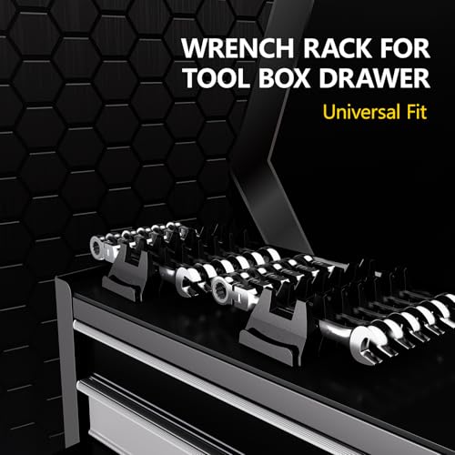 WAENLIR 48PCS Magnetic Modular Wrench Organizer Set-Tool Drawer Storage Rack with Metric&SAE Labels, Wrench Holder with Magnet, Perfect Tool Gift for Men, father, boyfriend, DIYers & Mechanics (Black) - color: Black