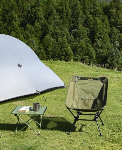 iClimb Ultralight Compact Camping Folding Beach Chair with Anti-Sinking Large Feet and Back Support Webbing (Green- Square Frame) - color: Green (Square Frame)