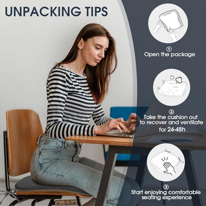 TushGuard Chair Cushions, 4 Pack Memory Foam Chair Pads, Seat Cushion, Kitchen Chair Cushions Set of 4, Anti-Slip Backing & Fixed Straps,Grey - color: Grey