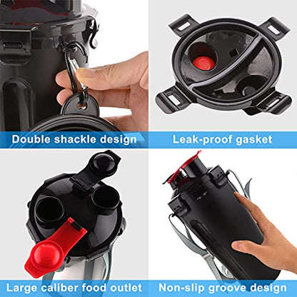 Dog Travel Water Bottle Collapsible Bowls, 2 in 1 Pet Food Container with Collapse Bowls, Outdoor Portable Water Bowls for Walking, Traveling, Camping and Hiking (Black) - color: Black