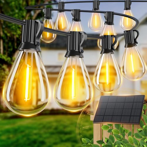 50FT Solar String Lights Outdoor Waterproof with 18+1 LED Bulbs Long Last for 20+Hrs, Commercial Grade Shatterproof USB Patio Solar Powered Lights for Camping，Backyard, Garden, Porch Decor - size: 50FT