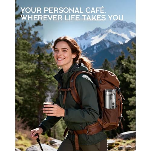 Portable Electric Espresso Machine, 20 Bar Self Heating Small Travel Car Coffee Maker Compatible with Ground Coffee & NS Capsule for Camping RV Hiking Office(Black)