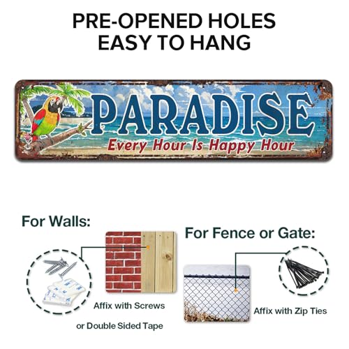Paradise Novelty Metal Tin Signs 4x16 Inches - color: V-117