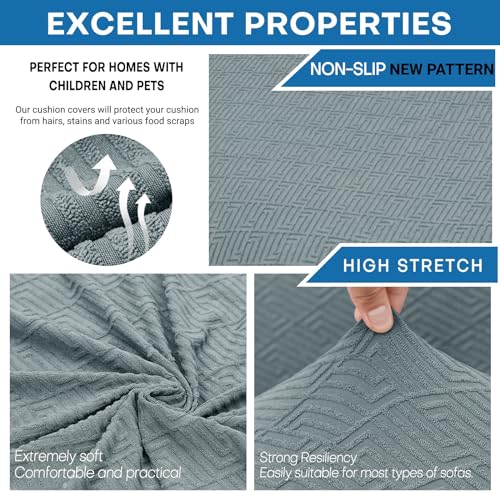 ZNSAYOTX Stretch Cushion Covers Sofa Loveseat Cushion Couch Seat Covers Slipcovers Soft Replacement Unique Pattern Furniture Protector with Elastic Bottom (Light Gray, 1 Pc 2-Seat Cushion Cover) - color: Light Gray, size: 1 Cushion Loveseat