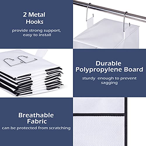 MISSLO 8-Shelf Hanging Shoe Organizer Clothes Closet Organizers and Storage Shelves Hat Holder with Large Shelf and Side Mesh Pockets for Hats Handbags Kid Sweater (White)