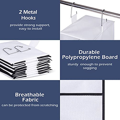 MISSLO 8-Shelf Hanging Shoe Organizer Clothes Closet Organizers and Storage Shelves Hat Holder with Large Shelf and Side Mesh Pockets for Hats Handbags Kid Sweater (White)