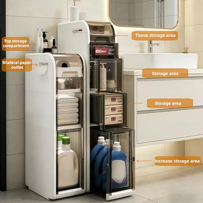 Slim Bathroom Storage Cabinet,Narrow Bathroom Storage Cabinet,Mobile and No Installation Required,Perfect for Small Space Bathroom,Living (A-4Tiers) - size: one-4Tiers