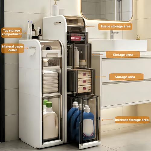 Slim Bathroom Storage Cabinet,Narrow Bathroom Storage Cabinet,Mobile and No Installation Required,Perfect for Small Space Bathroom,Living (A-3Tiers) - size: one-3Tiers