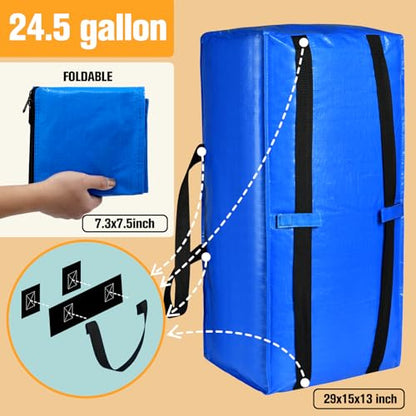Heavy Duty Large Storage Bags, XL Blue Moving Bags for College Dorm Room Essentials, Moving Supplies Compatible with IKEA Frakta Cart, 4 Packs | 4 Pack Extra Large Storage Bags Totes Moving Boxes Packing Supplies for College Dorm Room Essentials Compatibl