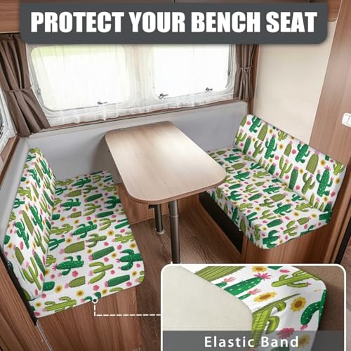 NDISTIN Cactus RV Dinette Cushion Covers 2 Sets Anti-Slip Rv Couch Covers for Sofa Bed Comfortable RV Bench Seat Covers for Dinette, Include 1 Bench Cover & 1 Backrest Cover - color: Cactus