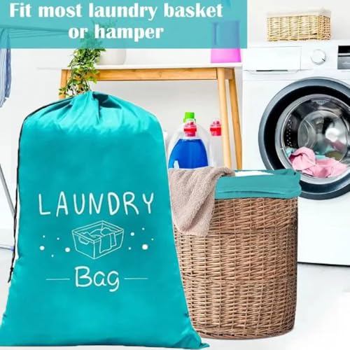 2 Pack XL Travel Laundry Bag, Dirty Clothes Organizer with Drawstring, Large Enough to Hold 4 Loads of Laundry， Easy Fit a Laundry Hamper or Basket，24" x 36" - color: Blue+Blue