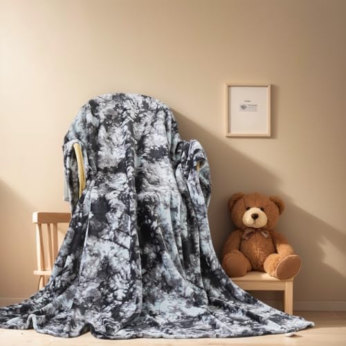 Richave Fuzzy Blanket for Couch - Tie Dye Grey,Premium Lightweight Anti-Static, Cozy and Furry Faux Fur, Reversible Throw Blankets for Sofa and Bed, 50x60 Inches,Tie Dye Grey - color: Tie Dye Grey, size: Travel (50-Inch-by-61-Inch)