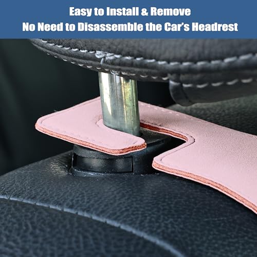 Amooca Car Seat Back Hook Universal Auto Storage Hanger Suede with Metal Car Seat Organizer for Handbag Purse Coat Umbrellas Grocery Bags 2 Pack Pink - color: Pink
