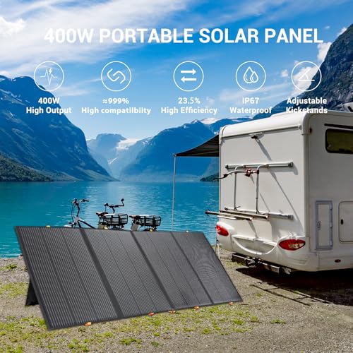 400W Portable Solar Panel,Foldable Solar Panel Power Backup,36V Output Solar Charger for Power Station Off Grid Outdoor Activities, RV, Marine,Camping, Solar Generator, IP67 Waterproof - size: 1 Pack