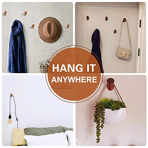 Felidio Wood Wall Hooks, 4 Pack Coat Hooks Wall Mounted, Rustic Wooden Heavy Duty Robe Hook Hat Rack, Hooks for Hanging Bathroom Towels Clothes Hanger (Walnut Wood) - color: A for Walnut Wood (pack of 4 units)