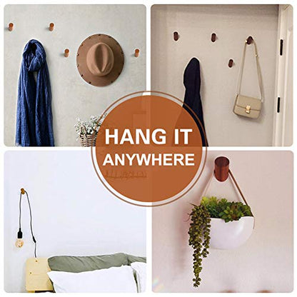 Felidio Wood Wall Hooks, 4 Pack Coat Hooks Mounted Rustic Wooden Heavy Duty Robe Hook Hat Rack | for Hanging Bathroom Towels Clothes Hanger (Beech Wood) - color: B for Beech Wood (pack of 4 units)