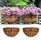 LaLaGreen 16 Inch Wall Hanging Planters - 2 Pack, Large Wall Mounted Flower Basket with Coco Liner, Black Metal Horse Trough Window Herb Pot Holder Outdoor Plants Fence Rail Railing Deck Porch Balcony - size: 16" (40.6cm) x 2 Pack