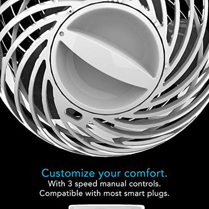 Vornado Pivot Clip Personal Air Circulator, 3-Speed, Portable Desk Fan with Multi-Surface Clip, 360-Degree Adjustable Axis, 9 in Tall, 4 in Diameter, Whisper Quiet, Ice White - color: White