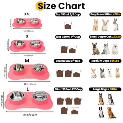 Conlun Stainless Steel Dog Bowls with Non-Slip Silicone Mat, Spill Proof Food & Water Bowls Set, Easy Clean Puppy Food Dish, Dishwasher Safe, Suitable for Dogs Cats Pet Under 20lbs, Small, Pink - color: Pink, size: Small-13 oz
