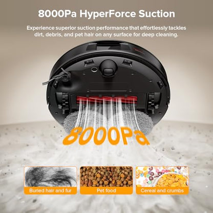 roborock Qrevo Series Robot Vacuum and Mop, 8000Pa Suction, Upgraded from Qrevo S, Anti-Tangle Brushes, Smart Obstacle Avoidance, Auto Mop Washing, All-in-One Dock, 200RPM Spinning Mops, Black(QV 35A) - color: Black01