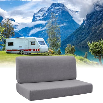 FUANGUI RV Dinette Cushion Covers - Stretch Camper Cushion Booth Seats Replacement - Washable Sofa Furniture Protector (Light Gray, 2 Bench & 2 Backrest Covers) - color: Light Gray