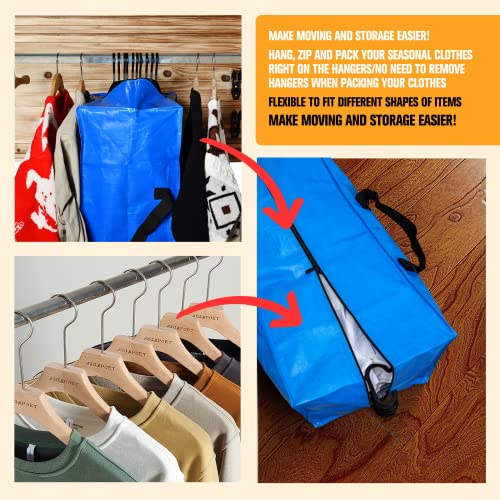 Moving Bags, Storage Totes, Extra Large Storage Bags for Moving Supplies, College Dorm Essentials, Bedroom Closet, Packing Bags with Backpack Handles Zipper Compatible with IKEA Frakta Cart（12 Pack） | 12 Pack Extra Large Storage Bags Totes Moving Boxes Pa