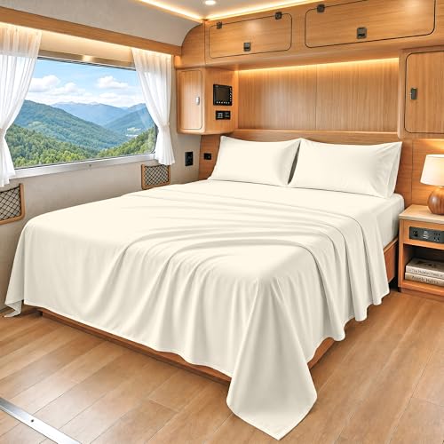 SGI bedding 100% Egyptian Cotton Sheets RV King Size – 600 Thread Count Sheets Set, Soft, Cooling, 15" Deep Pocket, Luxury Hotel Bedding, Breathable, Durable - Butter - color: 05 - Ivory, size: RV King