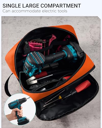 2 Pack Small Tool Bags Zipper Pouch for Organizing, with Adjustable Shoulder Strap & Carabiner, Utility Small Tool Pouch with Multi Pocket Compartments and Label Area (12" & 10") - color: Green/Orange