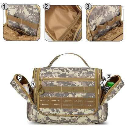 Tactical Toiletry Travel Bag for Men, Hanging Dopp Kit Hygiene Bag Shower Organizer with Hook for Toiletries and Shaving Care, Desert Yellow (Empty Bag) - color: Desert Yellow