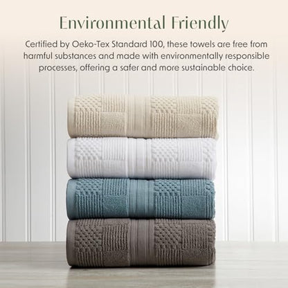 Springtree Home 100% Cotton Bathroom Towel Set | 6 Piece Set - Beige Towels | Geometric Textured Design | Absorbent & Quick-Dry | Oeko-TEX® Standard 100 Cotton | Myla Collection - Sandshell - color: Sandshell, size: 6 Piece Set