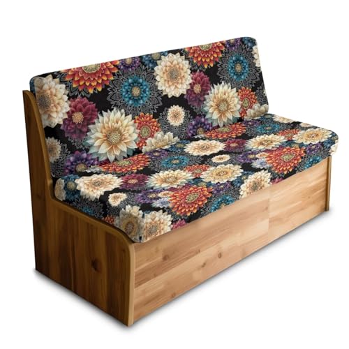 Boho Mandala Flower Print 2 Pcs RV Dinette Cushion Covers Comfortable RV Couch Cover Thickened Sofa Furniture Protector Loveseat Chair Cover for RV Camper Car Bench - color: Boho Mandala Flower
