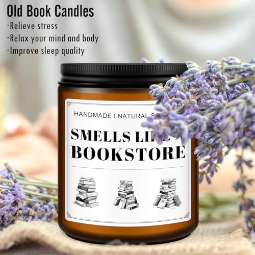 Book Lovers Candle Gifts, Funny Gift Ideas for Book Lovers, Birthday Bookish Presents for Readers Librarian Bookworms -Old Book Candles (7Oz) - style: BOOK