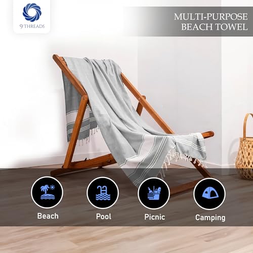 Cotton Turkish Beach Towel with Towels Oversized 36"x72" Pool Absorbent Extra Large Quick Dry Sand Travel Towel (Light Grey, 2 Pack) - color: Light Grey, size: 2 Pack