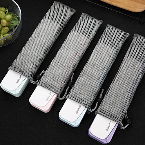 DEVICO Travel Utensils, 18/8 Stainless Steel 4pcs Cutlery Set Portable Camp Reusable Flatware Silverware, Include Fork Spoon Chopsticks with Case (Pink) - color: Pink