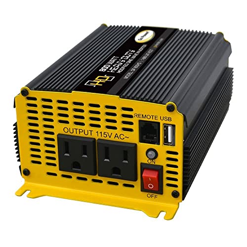 Go Power! 80175 GP-800HD 800 Watt/Heavy-Duty Modified Sine Wave Power Inverter 12V to 110V AC, Compact Solution for Home & Outdoor Use, Black - size: 800 Watt
