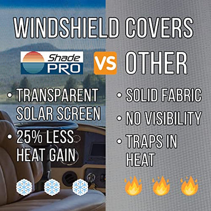 ShadePro - ShadeMaster RV Windshield Sunshade - Front Window Cover Screen Shade for Holiday Rambler RVs - Class A Motorhome Windshield Cover - Includes Passenger & Driver Window Covers - size: Class A HOLIDAY RAMBLER