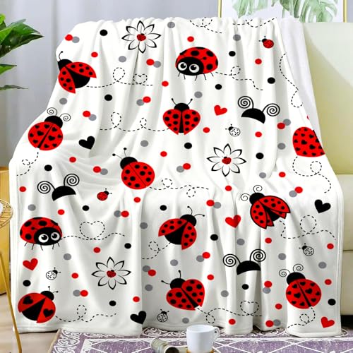 Ladybug Blanket Ladybugs Gifts for Women Girl Kids Teens,Cute Red Lady Bug Blanket Soft Plush Ladybugs Stuff Throw Blankets for Sofa Couch Bed Room Decor 60"X50" - color: Ladybug, size: 60"x50"