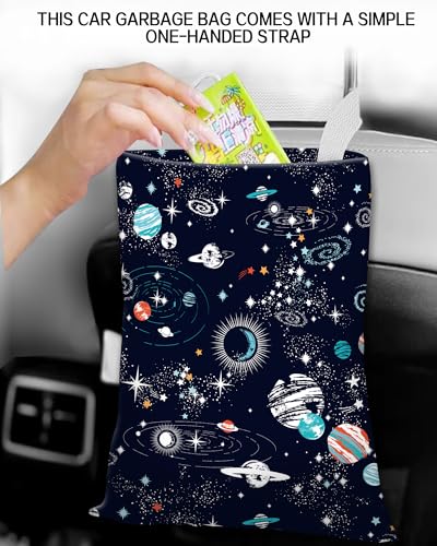 Car Trash Can, Durable Hanging Car Trash Garbage Bag, Cute Automotive Garbage Cans Organizer, Cute Blue Space - color: Cute Blue Space