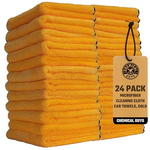 Chemical Guys Professional Grade Premium Microfiber Towels for Cars, Gold, 16" x 16", Ultra-Soft and Scratch-Free Car Detailing Cloths for Trucks, Motorcycles, and More - 24 Pack - color: Yellow