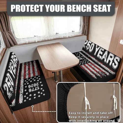 American Flag RV Dinette Cushion Covers Stretch Sofa Seat Slipcovers Washable Loveseat Sofa Furniture Protector Include 1 Bench & 1 Backrest Cover - color: 250 Years American Flag