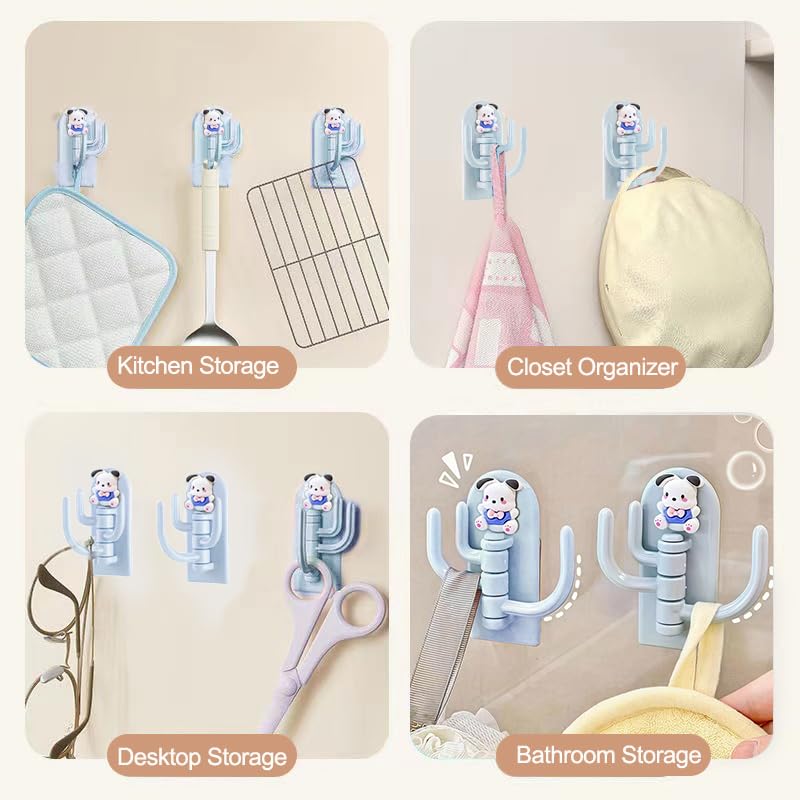 2 Pcs Swivel Hook Heavy Duty Folding Swing Arm Triple Coat Hook with Multi Three Foldable Arms Towel/Clothes Hanger for Bathroom Kitchen Garage Wall Mounted, Blue - color: 2 Pcs Swivel Hook Blue