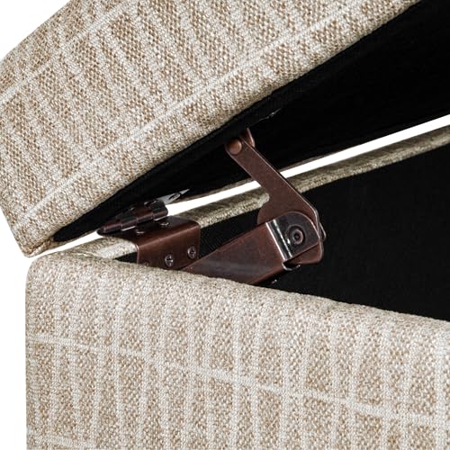 HomePop Malmo 36" Storage Bench - Tan Geometric Pattern - color: Tan Geometric Pattern