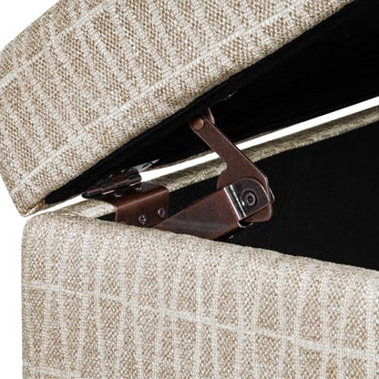 HomePop Malmo 36" Storage Bench - Tan Geometric Pattern - color: Tan Geometric Pattern