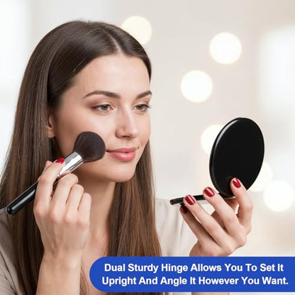 Lusofie 1X / 20X Small Magnifying Mirror Black Portable Travel Magnifying Mirror Round Small Pocket Mirrors for Men Women 3 Inch