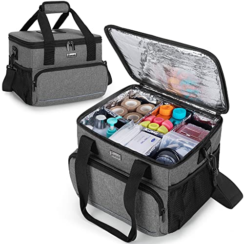 Trunab Insulated Medical Bag with Adjustable Dividers, Medicine Supplies Water-Resistant Bag for Home, Travel, Camping, Empty Bag - Patented Design,Grey - color: Grey, size: Large