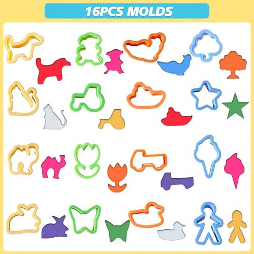 LCY WEDSHI Dough Tool Set, 32 Pcs Dough Tools Sets for Kids Ages 4-8, Dough Accessories Includes Animal Molds, Cutters Roller, Rolling Pins, Safety Scissors, Plastic Knife - style: 32 PCS