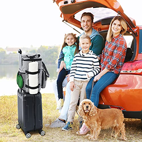Modoker Dog Travel Organizer with 2 Collapsible Bowls for Supplies & Accessories, Airline Approved Dog Tote Pet Travel Bag with 2 Travel Food Container - color: Soft Grey