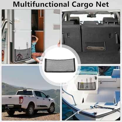2 PCS Car Net Pocket, ABS Plastic Frame Cargo Net Storage Car Pockets Phone Net, Cars Mesh Nets Pockets with Screws for Auto, RV, Boat, and Camper Storage Nets (15.7 x 7.9 Inch) - size: 15.7 x 7.9 Inch